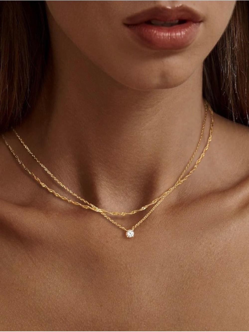 14k Gold Plated/Silver Cubic Zirconia Necklaces for Women, Simple CZ Necklace - Picture 4 of 6